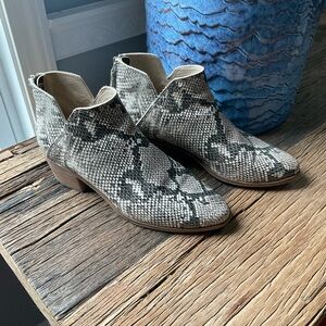 Dolce Vita Gray Snakeskin Ankle Booties